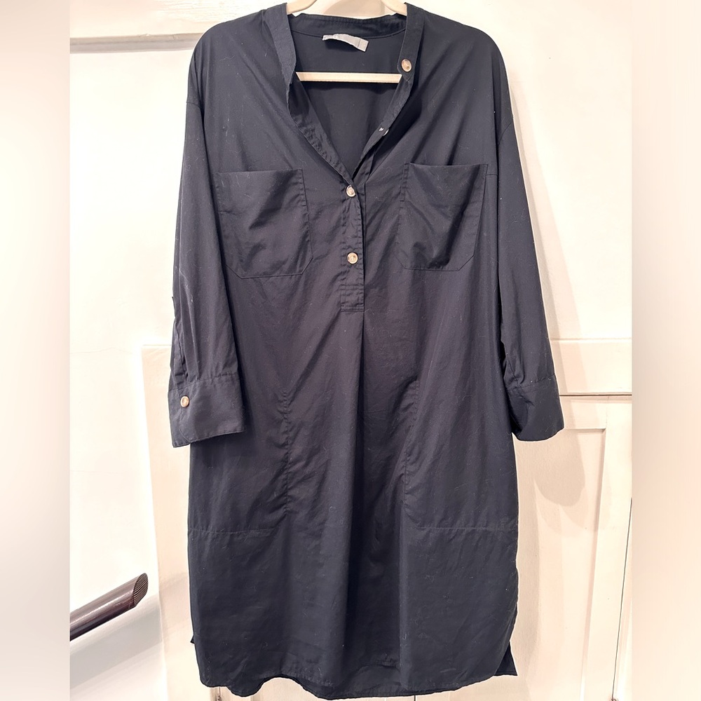 Vince 2 pocket band collar midi dress